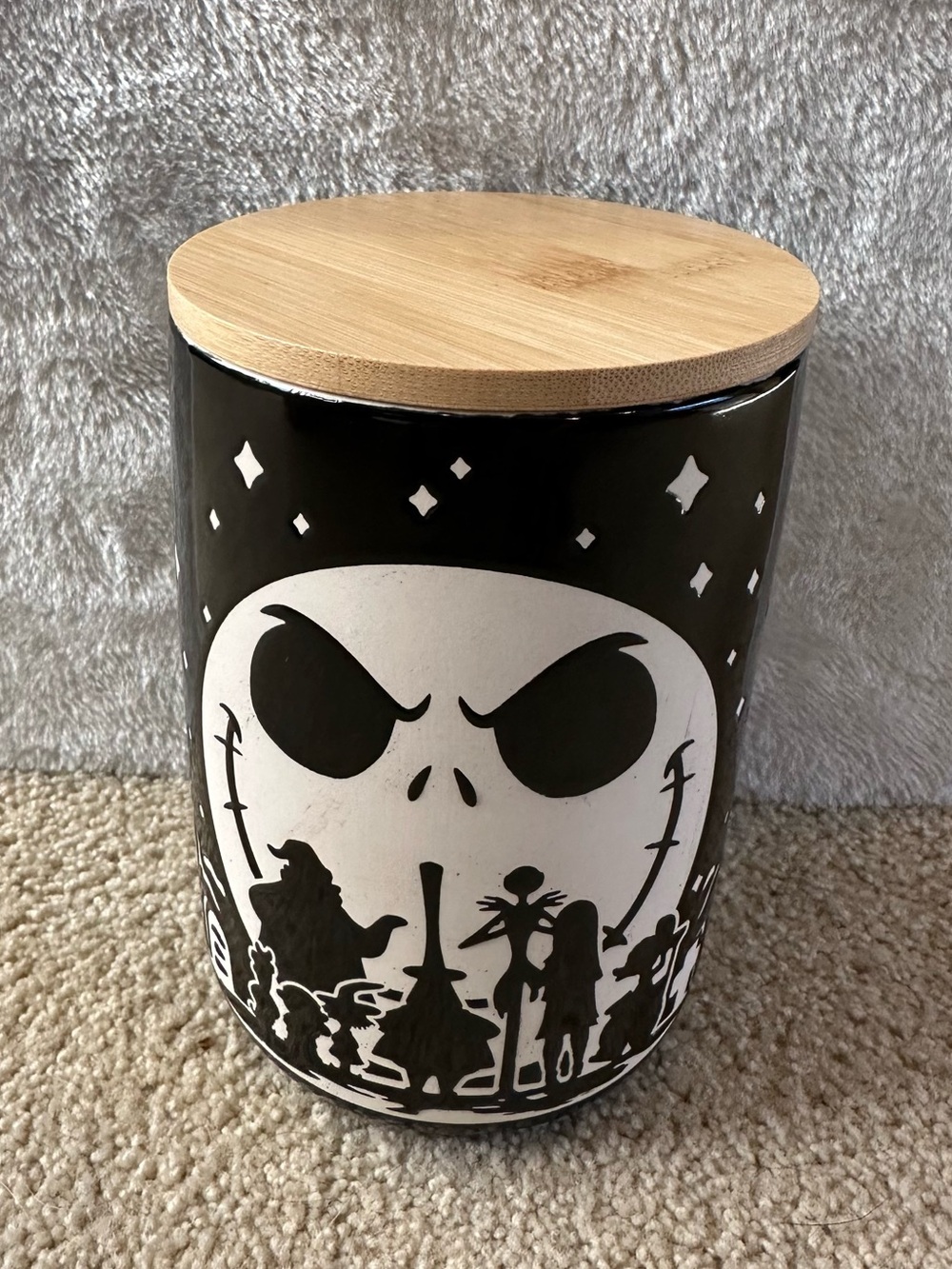 Jack Skellington Nightmare Before Christmas Ceramic Hand Painted Canister New!